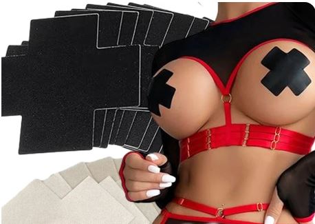 5 x Sexy Satin Cross Shaped Nipple Covers