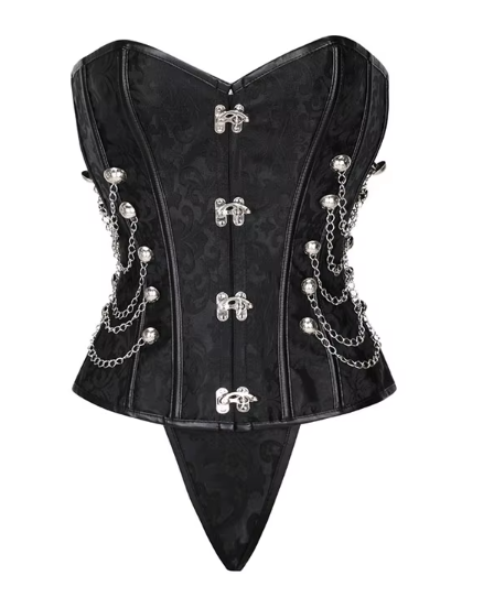 🖤 Gothic-Inspired Chain Detail Corset Set