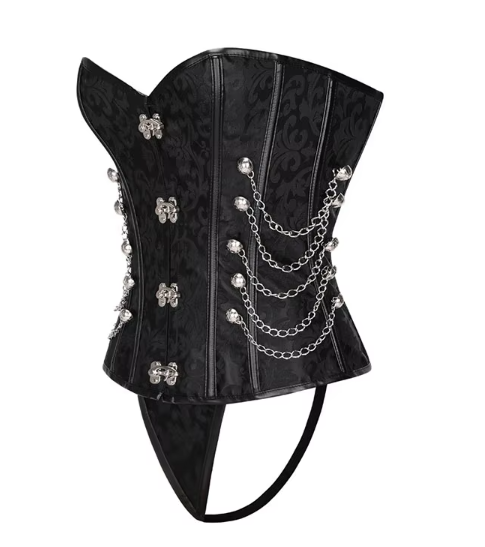 🖤 Gothic-Inspired Chain Detail Corset Set